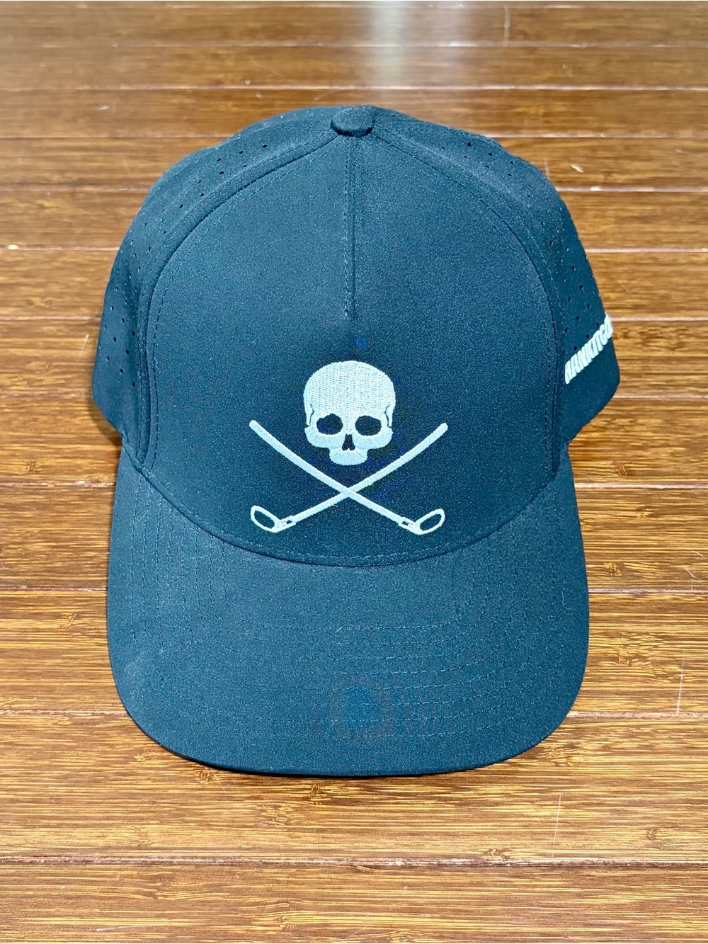 Shank it Golf Skull and Crossbones Black Golf Hat Adjustable cap Logo